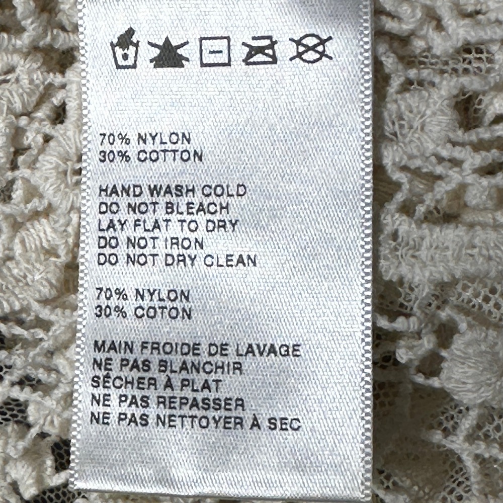 Anthropologie Pins & Needles Tank Small Ivory Lace Sheer Crochet Boho Festival - Picture 15 of 16